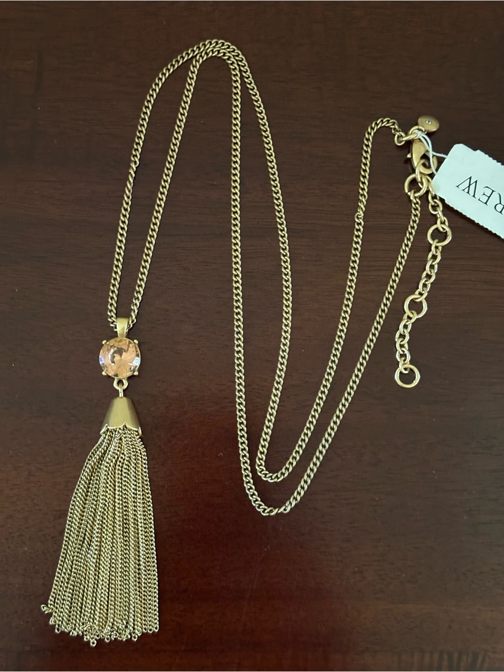 J. Crew Factory | Long Peach Crystal Tassel Necklace | 30” Adjustable